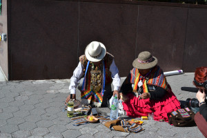 Indigenous people from Bolivia hold coca ceremony outside UN in NYC, April 19, 2016