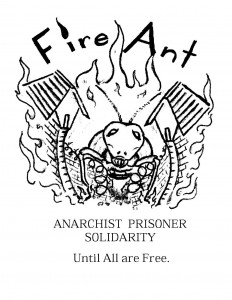 The cover of the third edition of Fire Ant, with an ant breaking down prison walls