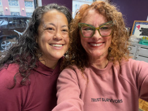 Toni Fujiwara and Lisa Loving talk about self defense two women smile at camera
