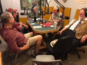 Live in the KBOO studios with (left to right) Jonathan Stark, David Koff, Ken Jones, Phil Proctor, and Sam Mowry