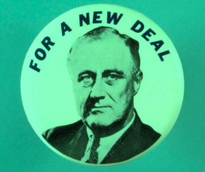 photo of FDR with caption For a New Deal