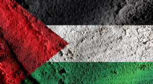 Palestinian flag on stone surface