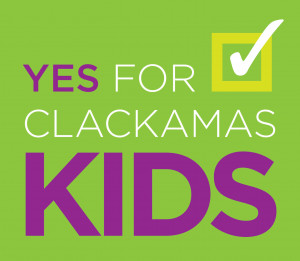Logo for ballot measure campaign that reads "Yes for Clackamas Kids"