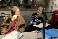 S.W. Conser and Mike Allred at the KWVA radio studios in Eugene